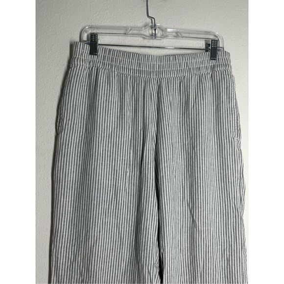Old Navy Women’s Linen Blend Striped Pants Elastic Waist Straight Leg Sz M - Picture 2 of 15
